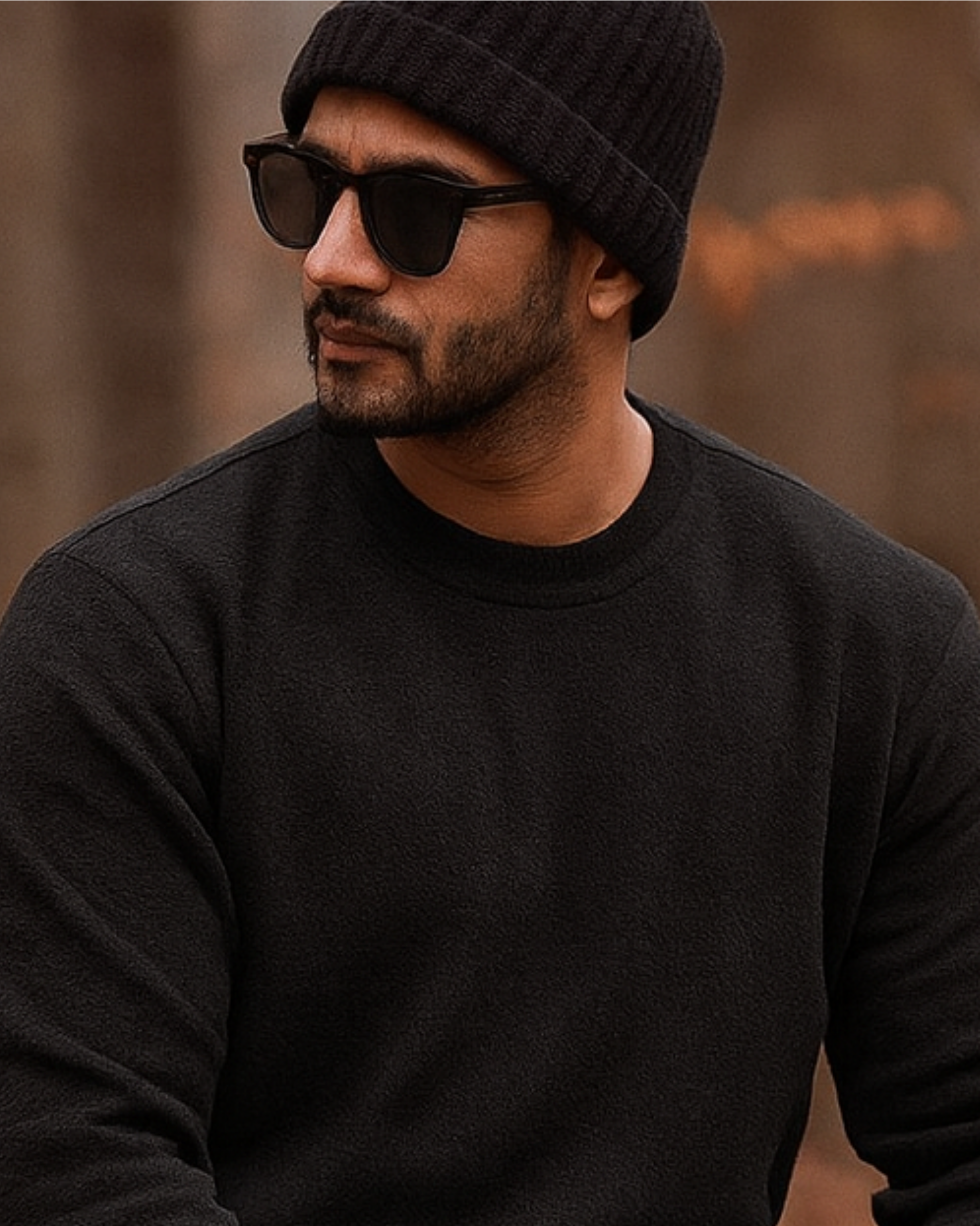 Rebelizzed Sweater Round Neck Plain Black for Men - REBELIZZED
