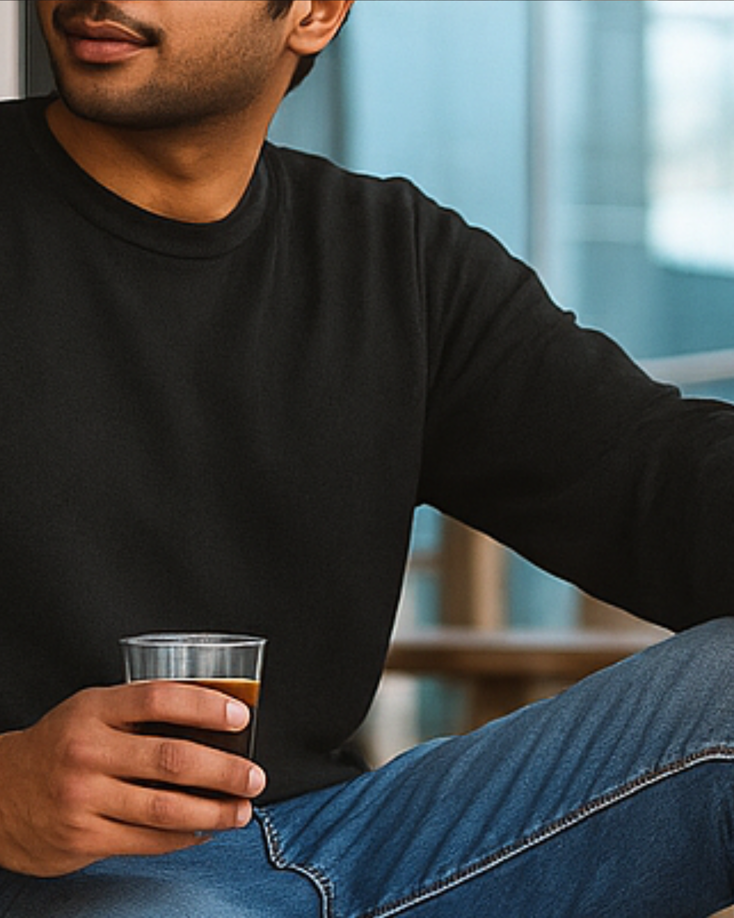Rebelizzed Sweater Round Neck Plain Black for Men - REBELIZZED