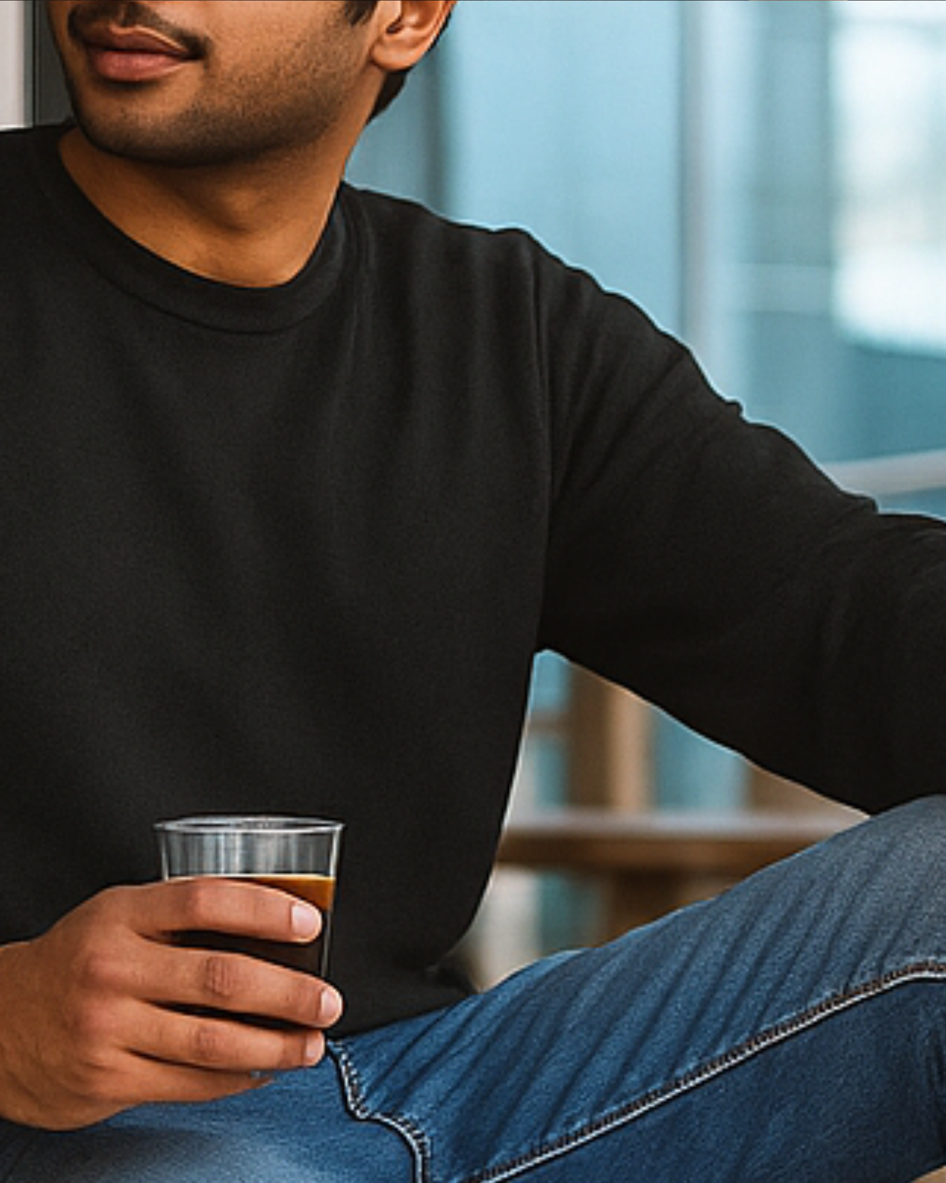 Rebelizzed Sweater Round Neck Plain Black for Men - REBELIZZED
