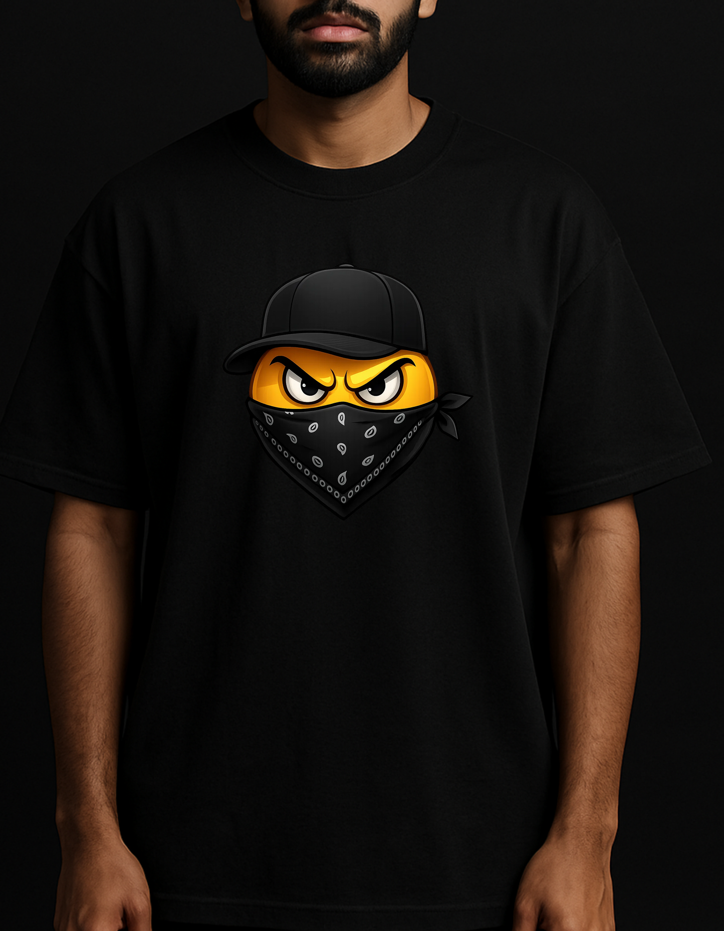 Rebelizzed MASKED SMILEY FACE – Soft, Durable and Premium 100% Cotton T-Shirts for Men - REBELIZZED