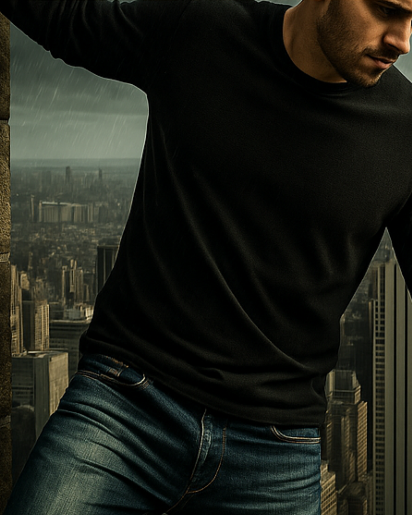 Rebelizzed Sweater Round Neck Plain Black for Men - REBELIZZED