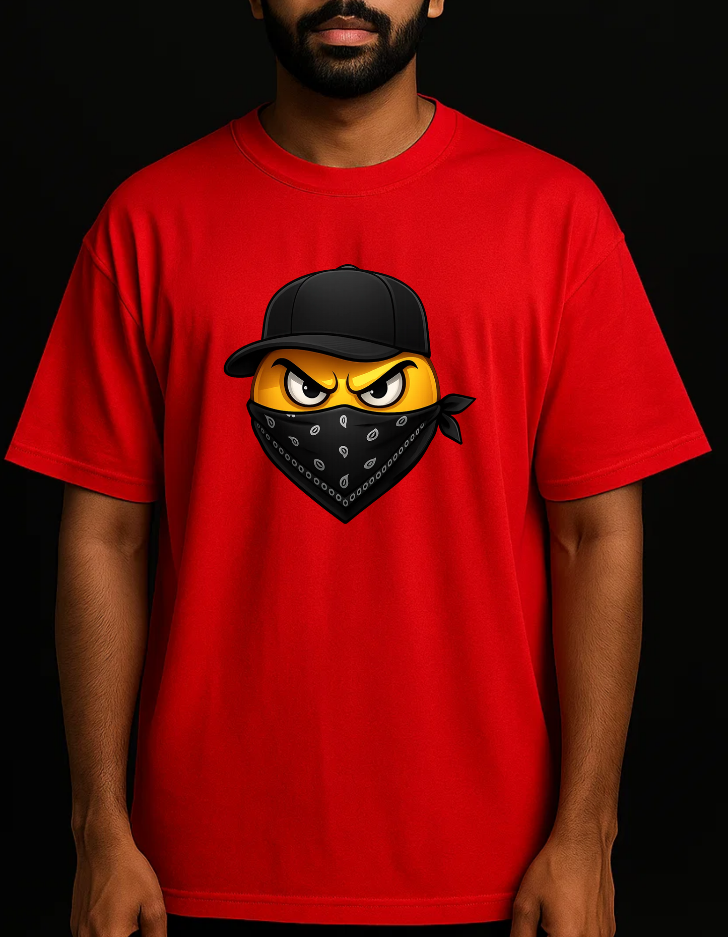 Rebelizzed MASKED SMILEY FACE – Soft, Durable and Premium 100% Cotton T-Shirts for Men - REBELIZZED